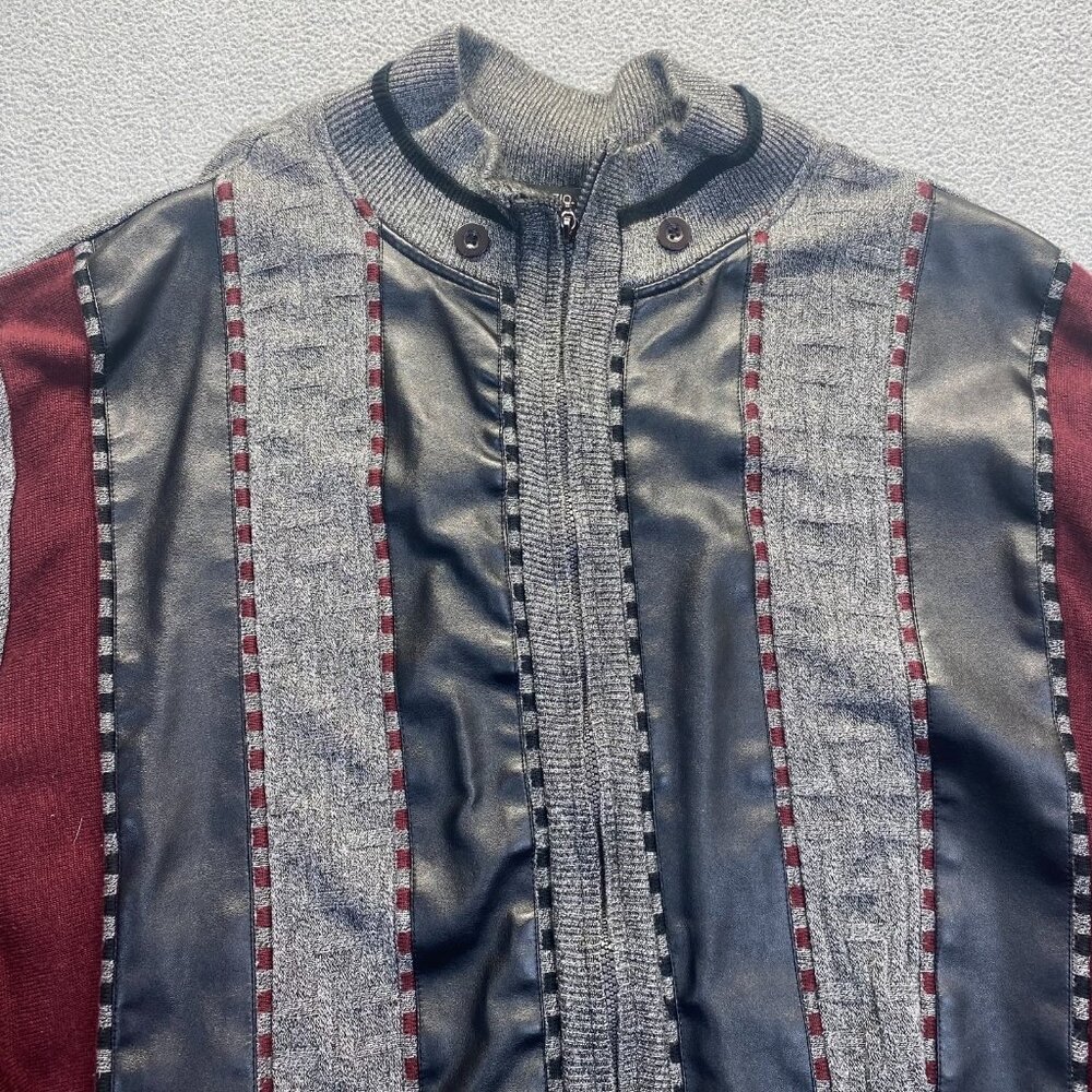 Bagazio Sweater Mens‎ Size 3XL Gray Stripe Knit Full Zip  Retro 2000s Vtg